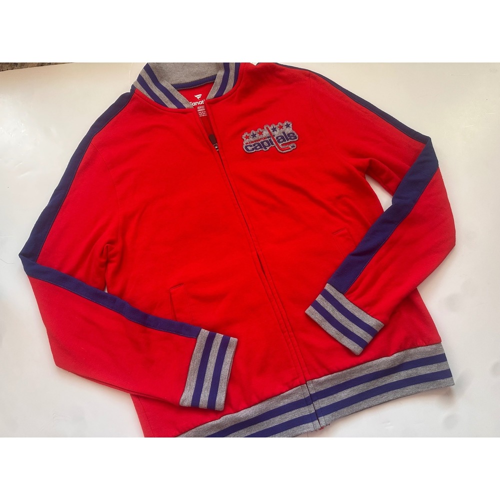 Fanatics Washington Capitals NHL Mens Small‎ Red Full Zip Track Jacket Fleece